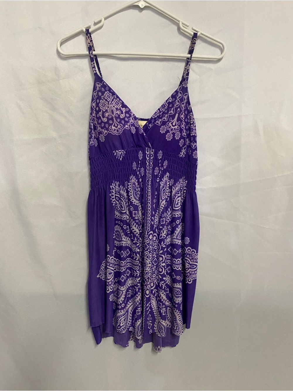 Purple Paisley Print Spaghetti-Strap boho dress